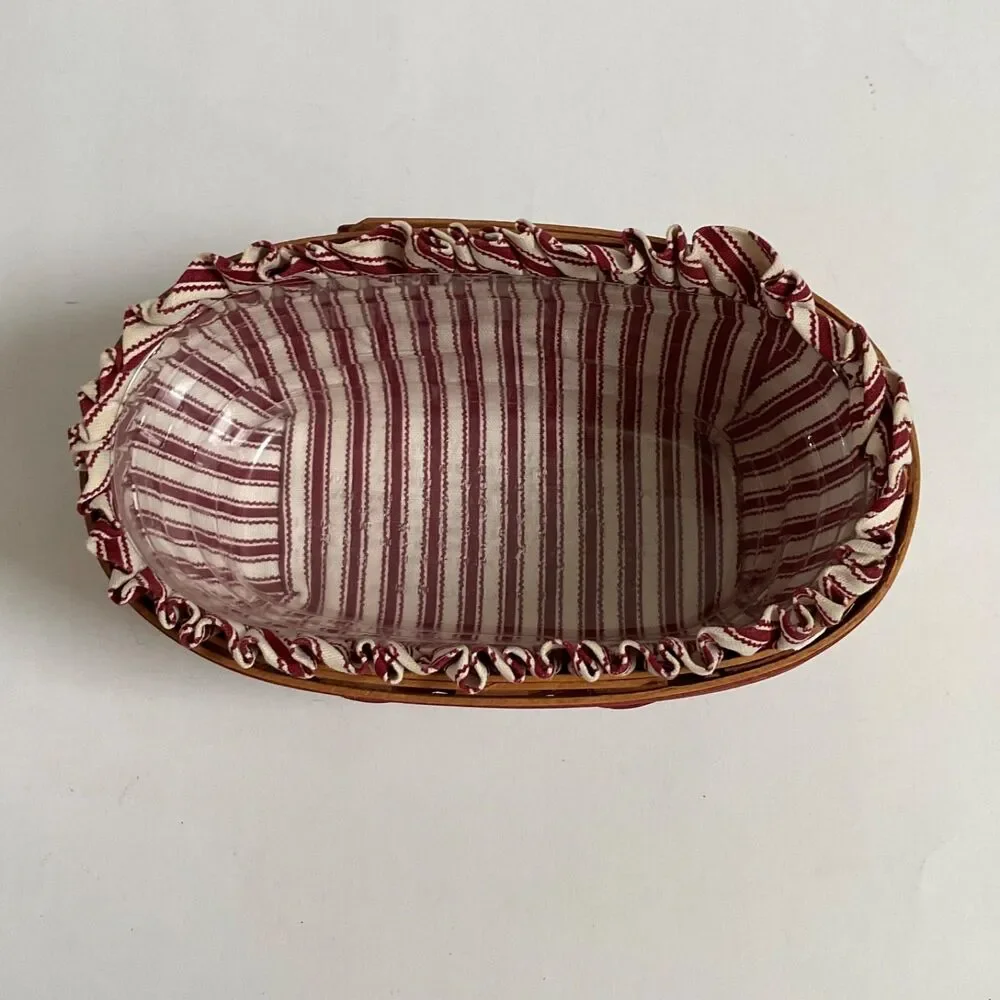 Longaberger 1994 Sweetheart Be Mine Valentine Basket Striped Liner & Protector
